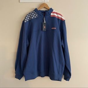 Vineyard Vines American Flag 1/4 Zip Sweater. XXL